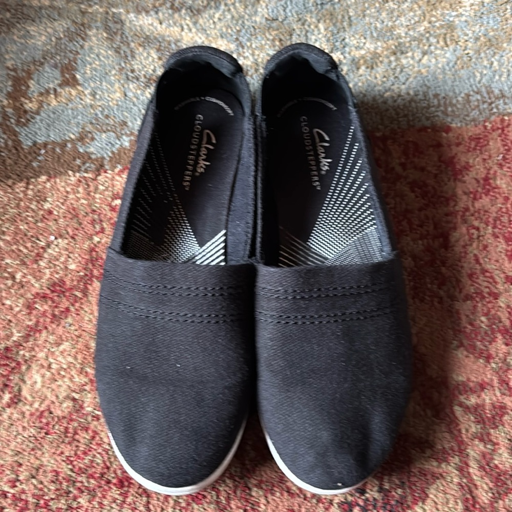 Clarks Cloud Stepper Canvas Breeze Flats & Loafers Black Size 8